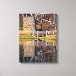 Toren bij de vijver canvas afdruk