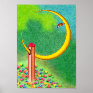 Toren die de wassende maan ving. poster