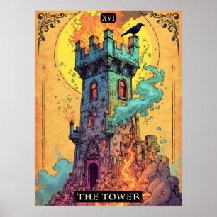 Toren Tarotkaart Illustratie, De Toren Poster