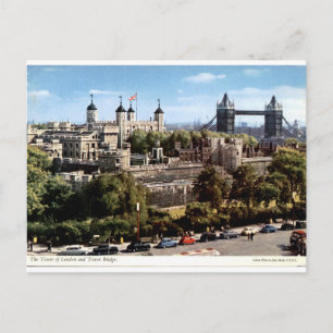 Toren van Londen en Tower Bridge Vintage Uitzicht Briefkaart