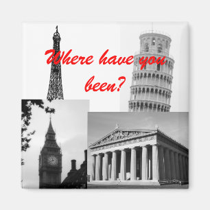 toren van pisa, eiffeltoren, big ben, parthenon... magneet