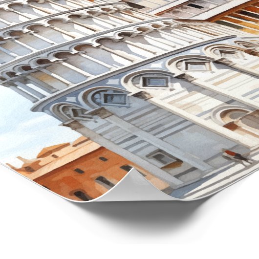 Toren van Pisa Italië Beroemde Reisplaats Poster (Hoek)