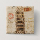 toren van Pisa Vierkante Button 5,1 Cm (Voorkant)