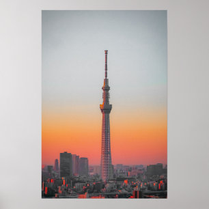 Toren van scharlaken: Tokyo Skytree bij schemering Poster