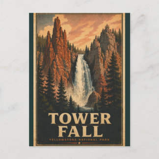 Torenwaterval Yellowstone National Park Vintage Briefkaart
