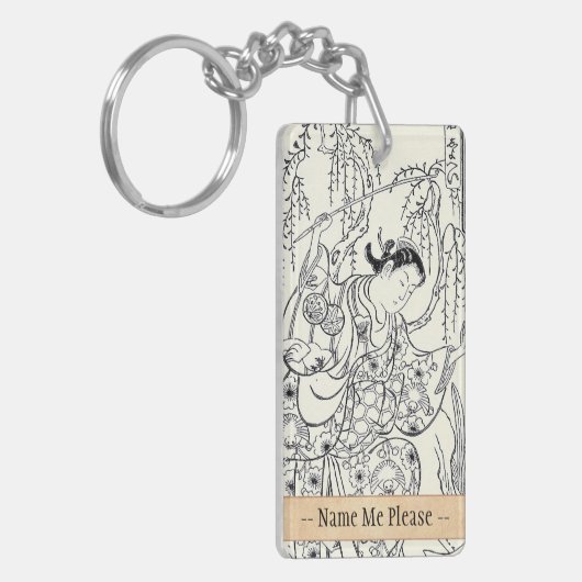 Torii Kiyomasu danst schoonheid japanese inkt Sleutelhanger (Voorkant Links)