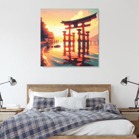 Torii van het opkomende licht canvas afdruk (Insitu (Slaapkamer))