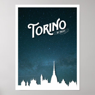 Torino by night skline - Poster