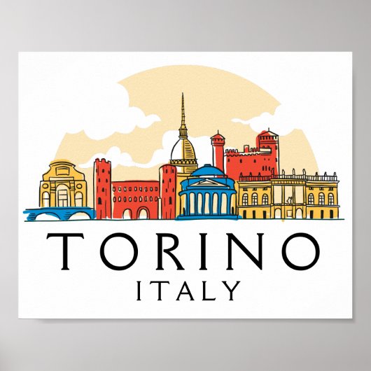 Torino Italië  stadsgezicht Poster (Voorkant)