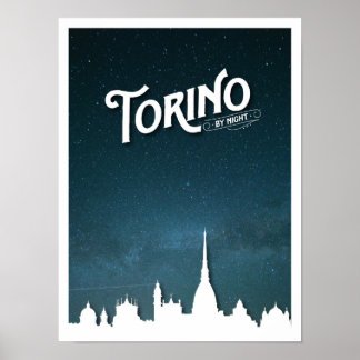 Torino per nachtskyline - Poster