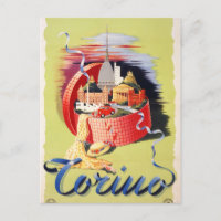 Torino Turijn Italië Poster met reiswieg teruggeze