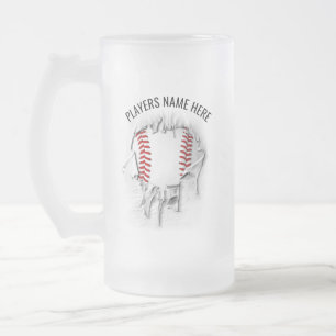 Torn Baseball Frosted Glass Beer Mok