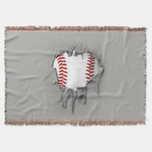 Torn Baseball Throw Blanket Deken