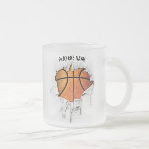 Torn Basketball Frosted Glass Coffee Mok
