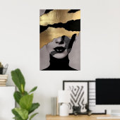 Torn Golden Face Abstract Art Elegant Texture Poster (Thuiskantoor)