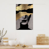 Torn Golden Face Abstract Art Elegant Texture Poster (Keuken)