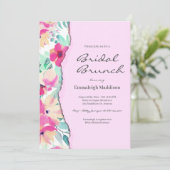 Torn Paper Tropical Floral Bridal Brunch Kaart (Staand voorkant)