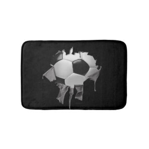 Torn Soccer Black Bath Mat