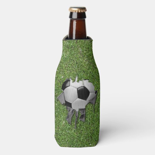 Torn Soccer Black Bottle Cooler (Fles Voorkant)