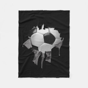 Torn Soccer Dark Fleece Blanket Deken