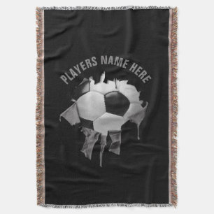 Torn Soccer Dark Throw Blanket Deken