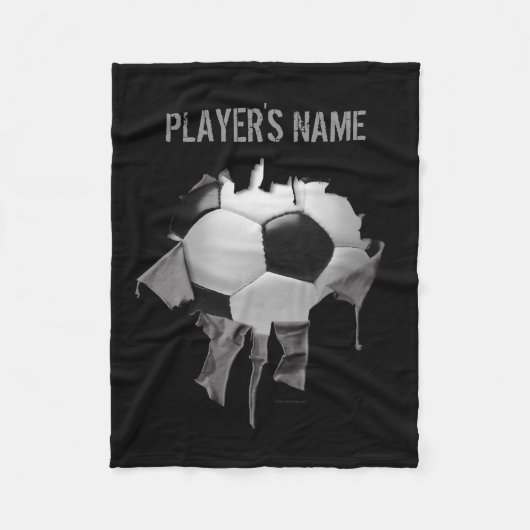 Torn Soccer Personalized Black Fleece Blanket (Voorkant)