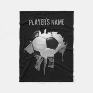 Torn Soccer Personalized Black Fleece Blanket Deken