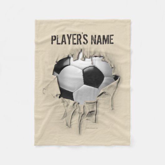 Torn Soccer Personalized White Fleece Blanket (Voorkant)