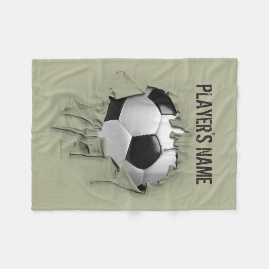 Torn Soccer Personalized White Fleece Blanket (Voorkant (Horizontaal))