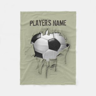Torn Soccer Personalized White Fleece Blanket