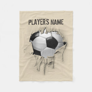 Torn Soccer Personalized White Fleece Blanket Deken