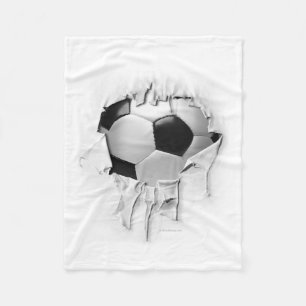 Torn Soccer White Fleece Blanket Deken