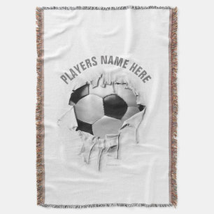 Torn Soccer White Throw Blanket Deken