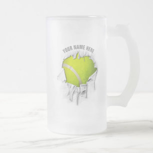 Torn Tennis Frosted Glass Beer Mok