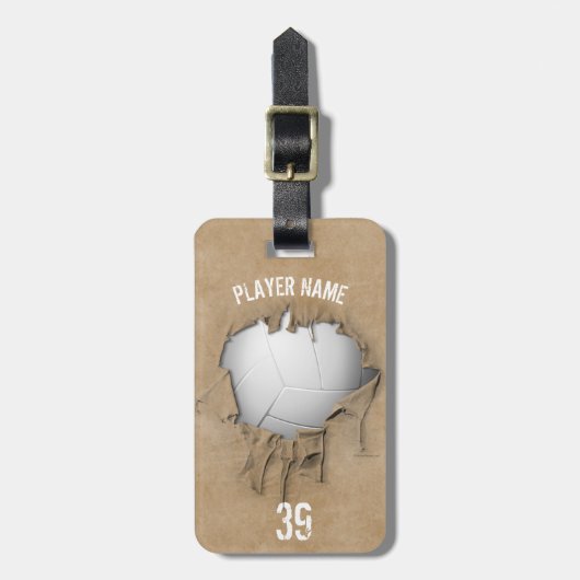 Torn Volleyball (gepersonaliseerd) Bagagelabel (Voorkant verticaal)