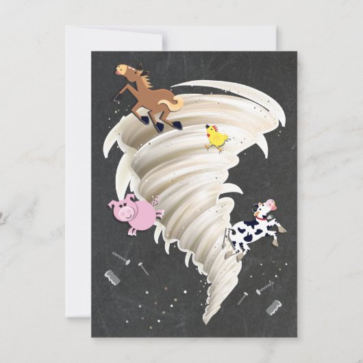 Tornado Birthday Party Invitation Kaart (Achterkant)