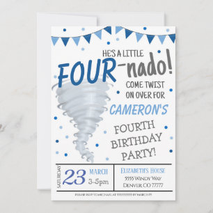 Tornado Birthday Party Invitation Kaart