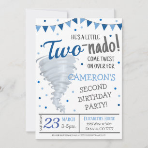 Tornado Birthday Party Invitation Kaart