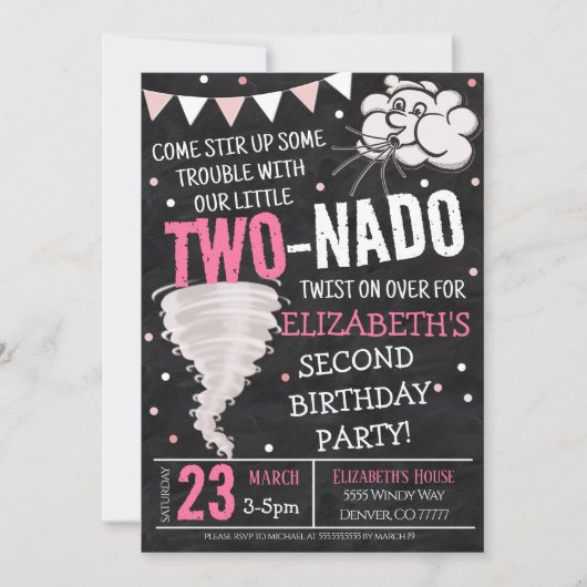 Tornado Birthday Party Invitation Kaart (Voorkant)