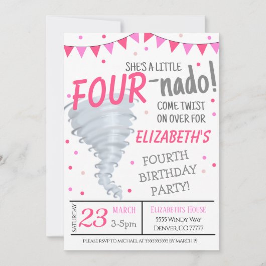 Tornado Birthday Party Invitation Kaart (Voorkant)
