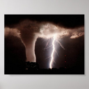 Tornado en bliksem poster