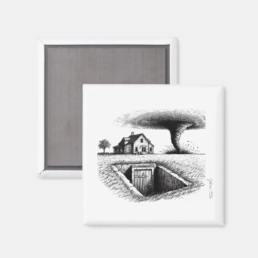 Tornado House Kelder met Kruis Magneet (Voorkant / Achterkant)