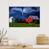 Tornado Red Barn Storm Extreme Weather Poster (Keuken)