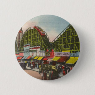 Tornado Roller Onderzetter - Coney Island NY /The  Ronde Button 5,7 Cm