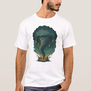 Tornado Storm Illustratie   Krachtige bliksem T-shirt
