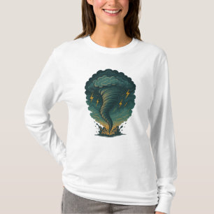 Tornado Storm Illustratie Krachtige bliksem T-shirt