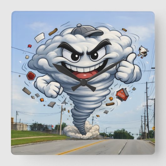 Tornado Vierkante Klok (Voorkant)