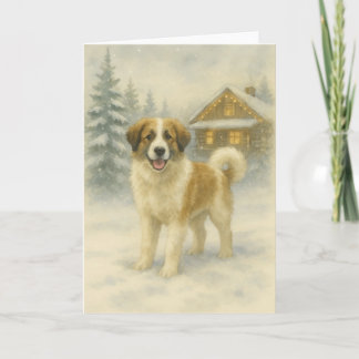 Tornjak Holiday Glow – Carte d'hiver à l'aquarelle