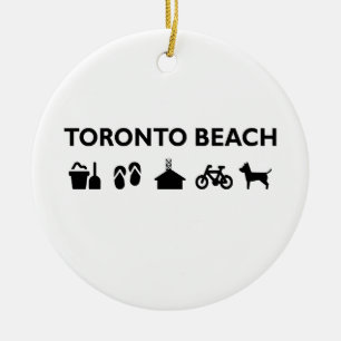 Toronto Beach Icons Monotone Black Keramisch Ornament