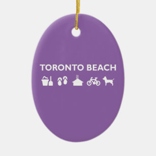 Toronto Beach Icons Monotone Dark Keramisch Ornament